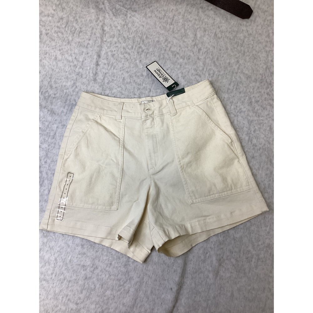 Alpine Design Womens 4 Mixed Fabric Shorts Off White Corduroy Pocket see pics